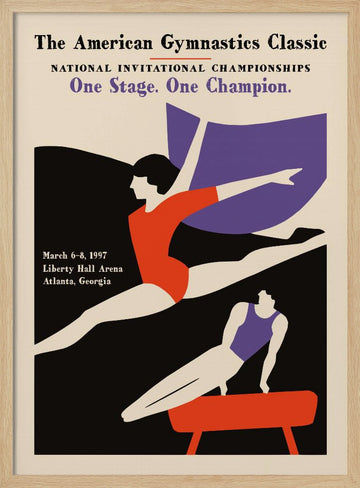 Retro Gymnastics Action | Poster - Wood Frame Interior