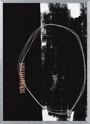 Abstract Black And White Artwork | Poster - Silver Frame Interior