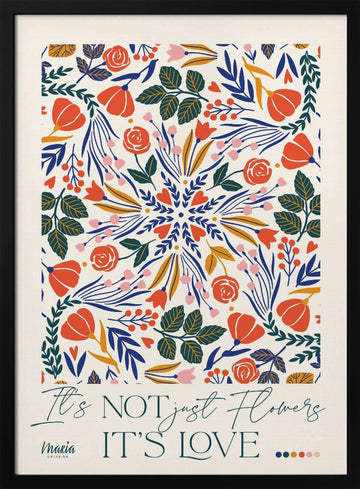 Vibrant Flower Mandala | Poster - Black Metal Frame Interior