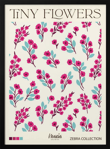 Tiny Pink Blooms | Poster - Black Metal Frame Interior