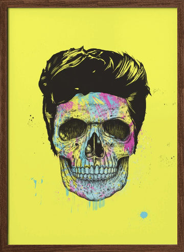 Vibrant Skull Art | Poster - Walnut Frame Interior