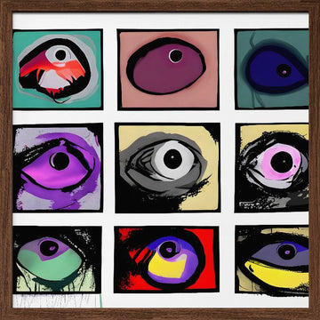 Colorful Abstract Eyes | Poster - Walnut Frame Interior