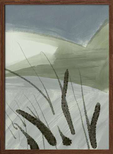 Abstract Reeds Landscape | Poster - Walnut Frame Interior