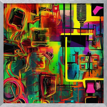 Vibrant Abstract Geometry | Poster - Silver Frame Interior