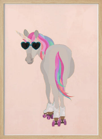 Roller Skating Unicorn | Poster - Wood Frame Interior