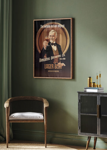 Gentleman Toasting Lager Beer | Poster - Room Interior 2