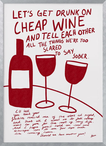 Cheap Wine | Poster - Silver Frame Interior