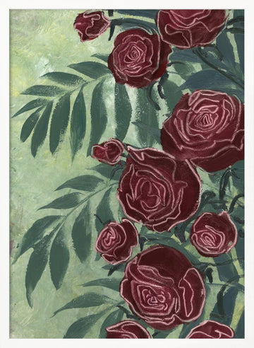 Dark Red Roses | Poster - White Frame Interior