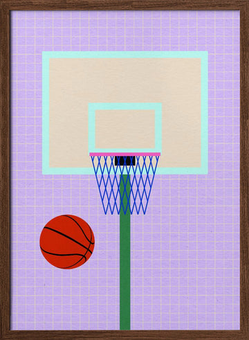 New York Basketball | Poster - Walnut Frame Interior