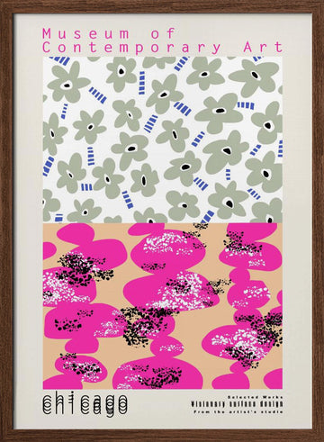 Vibrant Abstract Flowers | Poster - Walnut Frame Interior