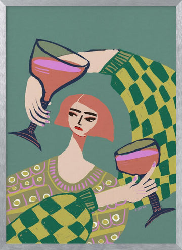 Modern Wine Gathering | Poster - Silver Frame Interior