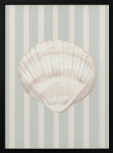 Coastal Seashell Stripes | Poster - Black Metal Frame Interior
