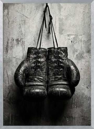 Vintage Boxing Gloves | Poster - Silver Frame Interior