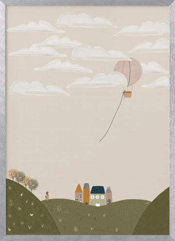 Dreamy Village Journey | Poster - Silver Frame Interior