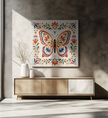 Colorful Folk Art Butterfly | Canvas - Room Interior 2