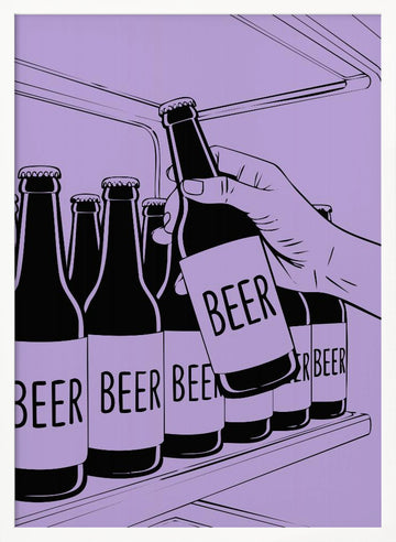 Grabbing Cold Beer | Poster - White Frame Interior