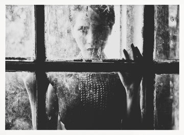 Woman Behind Dirty Glass | Poster - White Frame Interior