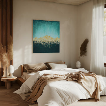 Golden Sea Glimmer | Canvas - Room Interior 2