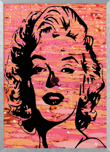 Marilyn Monroe Pink Lotus | Poster - Silver Frame Interior