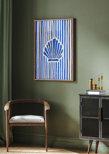 Coastal Shell Stripes | Poster - Room Interior 2