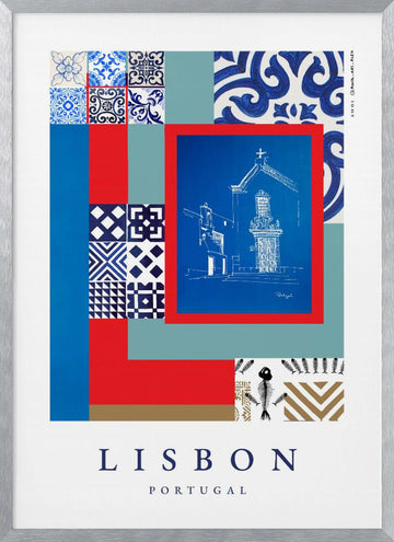Lisbon Cultural Collage | Poster - Silver Frame Interior