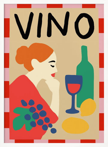 Vino Woman Still Life | Poster - White Frame Interior