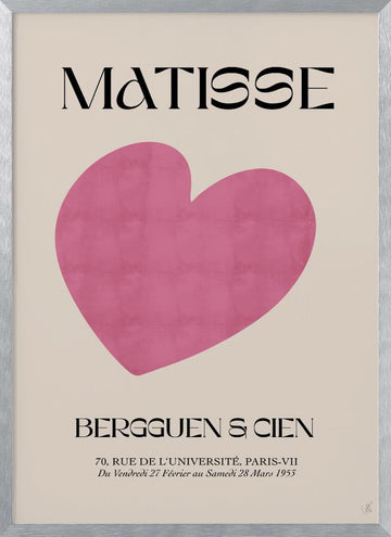 Minimal Pink Heart | Poster - Silver Frame Interior