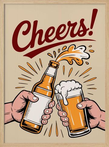 Golden Beer Cheers | Poster - Wood Frame Interior