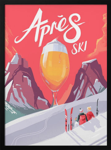 Retro Après Ski Celebration | Poster - Black Metal Frame Interior