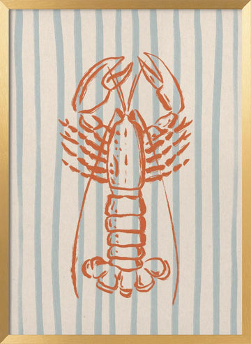 Coastal Striped Lobster | Poster - Gold Frame Interior