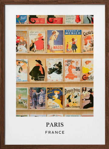 Paris France Affiches Travel poster | Poster - Walnut Frame Interior