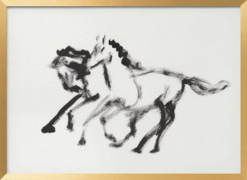 Dynamic Running Horses | Poster - Gold Frame Interior