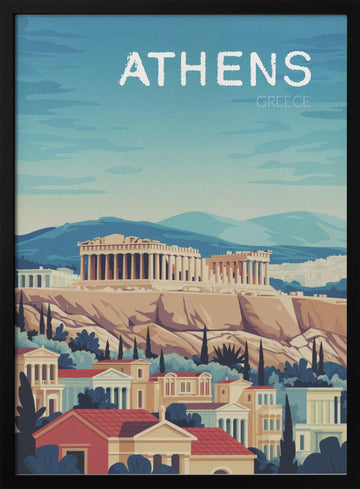 Athens Acropolis Vista | Poster - Black Metal Frame Interior