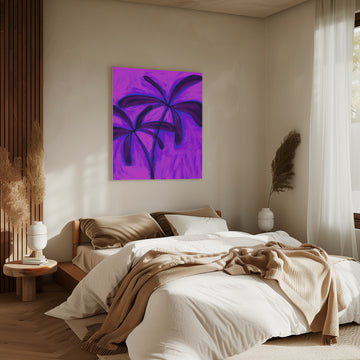 Abstract Purple Palms | Canvas - Room Interior 2