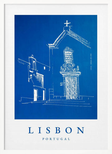 Blue Lisbon Street | Poster - White Frame Interior