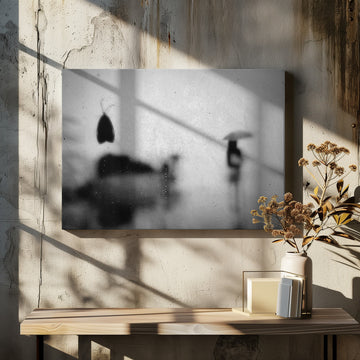 Moth and Umbrella Silhouette | Canvas - Room Interior 2