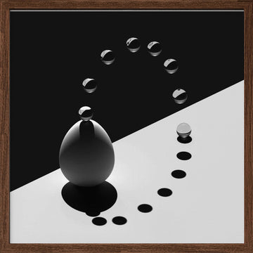 Abstract Spheres Curve | Poster - Walnut Frame Interior