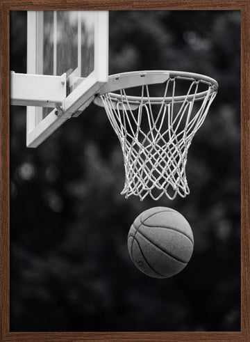 Basketball Hoop Shot | Poster - Walnut Frame Interior