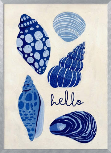 Hello Blue Seashells | Poster - Silver Frame Interior