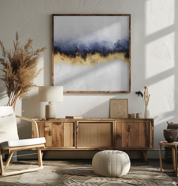 Modern Gold Blue Abstract | Poster - Room Interior 2