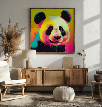Neon Panda Portrait | Poster - Room Interior 2
