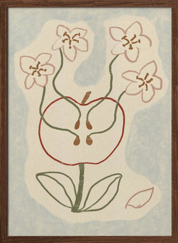 Blooming Apple Blossoms | Poster - Walnut Frame Interior