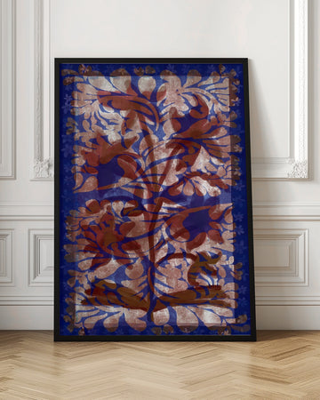 Blue Botanical Flourish | Poster - Room Interior 1