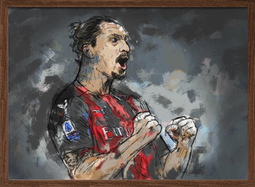 Football Player Roar | Poster - Walnut Frame Interior