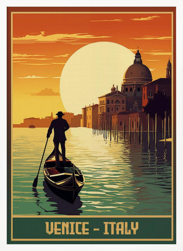 Venice Grand Canal Sunset | Poster - White Frame Interior