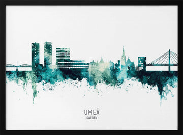 Umeå Sweden Skyline | Poster - Black Metal Frame Interior