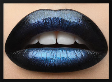 Vibrant Blue Lips | Poster - Black Metal Frame Interior