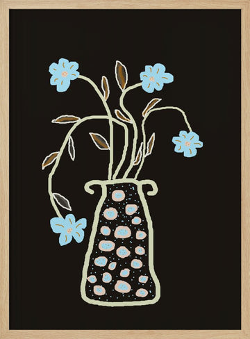 Blue Flowers In Decorative Vase | Poster - Wood Frame Interior