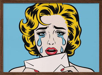 Crying Pop Art Woman | Poster - Walnut Frame Interior