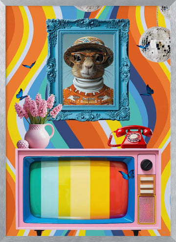 Groovy Squirrel Portrait | Poster - Silver Frame Interior